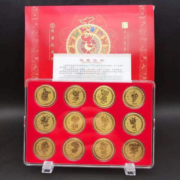

souvenir lunar year commemorative coin with gold foil ornaments