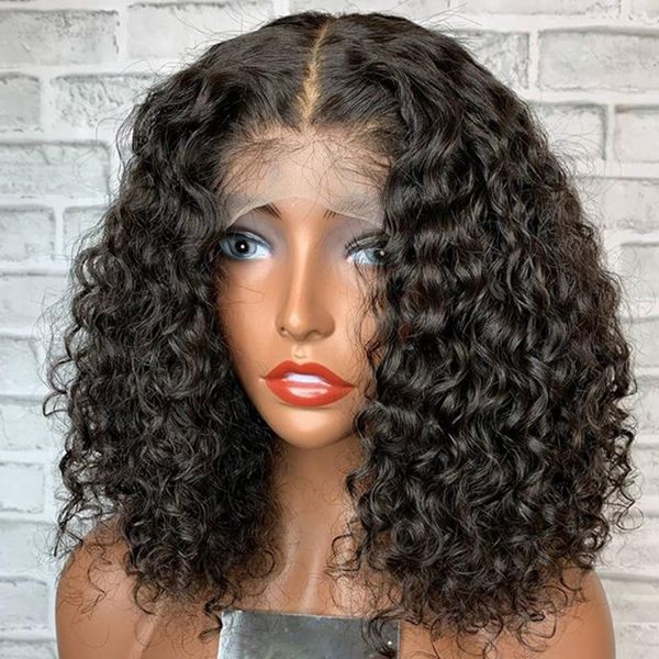 

lace wigs bouncy curly human hair full for black women 360 frontal 13x6 deep part front, Black;brown