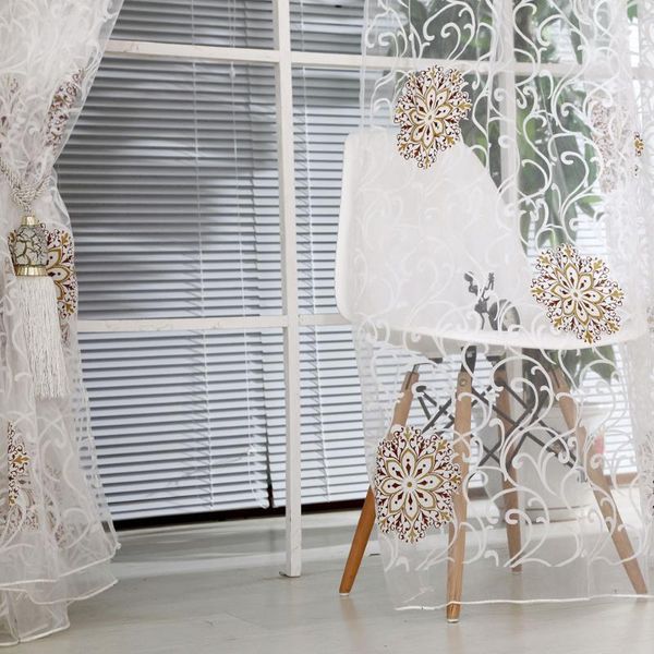 

decorative semi jacquard curtains white sheer tulle voile panel or living room kitchen bedroom window fabric curtain & drapes