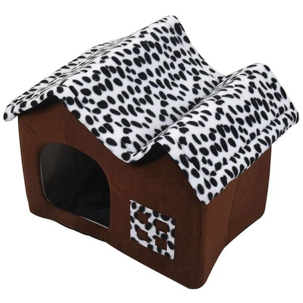 

kennels & pens luxury high-end double pet house brown dog room 50x40x35cm