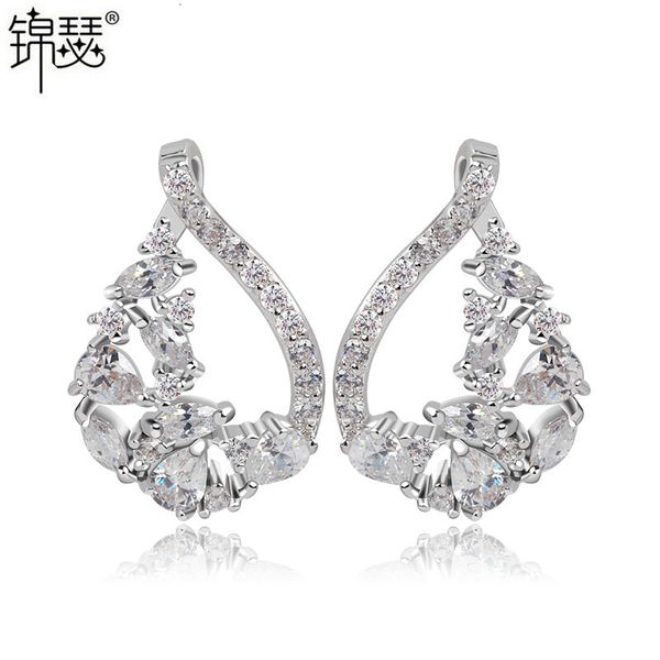

jewelry charm stud domino earrings aaa zircon inlaid earrings for women, Golden