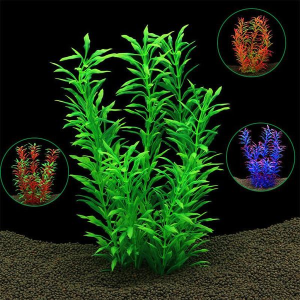 

35cm artificial plant water grass ceramic base fish tank landscaping plastic ornament decor aquarium decoration accessories decorations