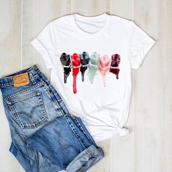 

print 3d bottle fashion fingernail womens cute graphic clothes tee female clothing shirt, White