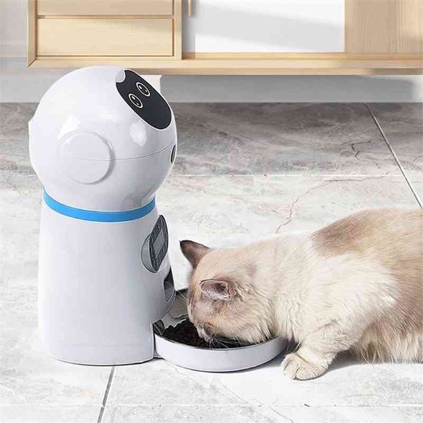 Alimentador de gato automático 3L Pet Food Dispenser Feeder Médio e Grande Cat Cão 4 Refeição Gravador de Voz e Temporizador Y200922