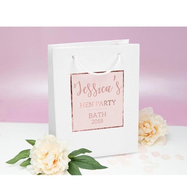 

gift wrap personalised rose pink bag, diy party favour gold bags and gifts, wrapping,hen make up bag
