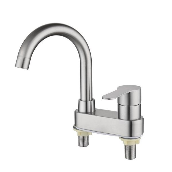 

stainless steel double hole and cold basin faucet bathroom brushed sink tap faucets