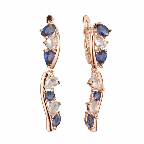 

long earring 585 gold color jewelry luxury mixed cubic zircon women drop earrings dangle & chandelier, Silver