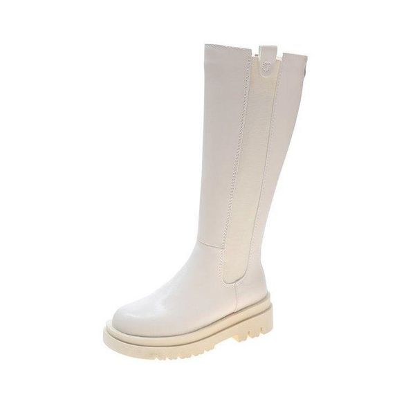 

boots 2021 white women's thigh high solid color genuine leather round toe thick bottom casual shoes zipper botas altas mujer, Black