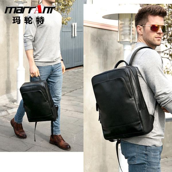 

backpack 2021 casual business leather wear-resistant large capacity men's and women's computer fashion