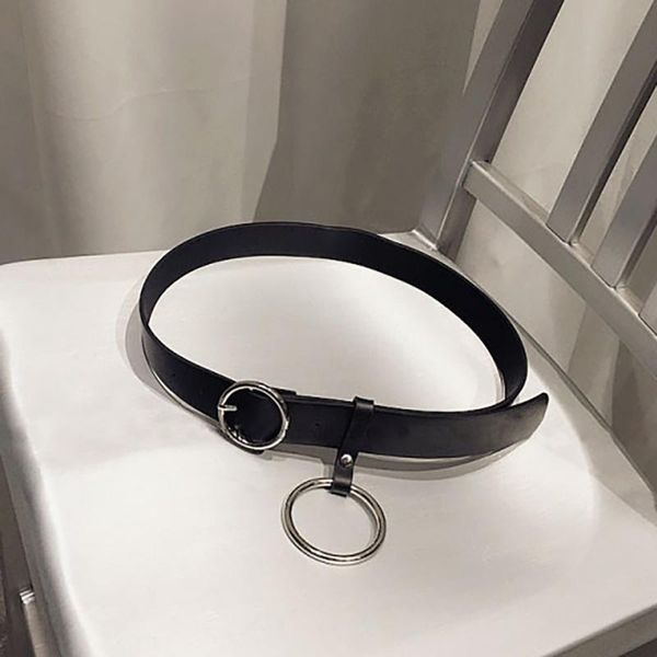 

belts fashion vintage ladies waistband metal circle buckle pu leather belt apparel accessories, Black;brown
