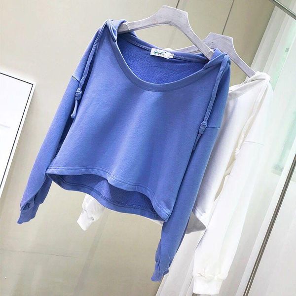 

women's hoodies & sweatshirts women long sleeve short sweatshirt female spring autumn hooded fashion solid causal korean loose pullover, Black