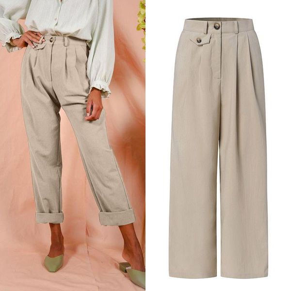 

women's pants & capris 5xl plus size women fashion streetwear celmia summer high waist casual pleated long pantalon solid pockets turni, Black;white