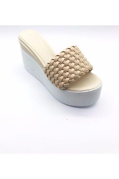 

slippers women's beige toe braided, Black