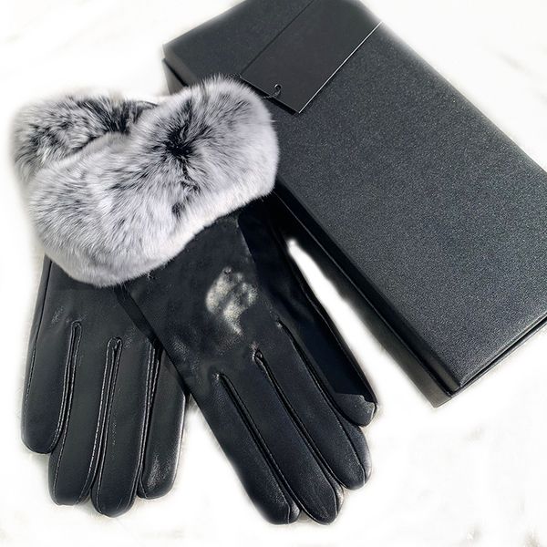 

brand sheepskin gloves and wool-lined mobile phone touch screen rabbit skin cycling warm five-finger gloves, Blue;gray