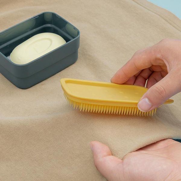 

household kitchen portable 2 in 1 soap box waterproof and moisture-proof storage with sponge cleaning brush dishes