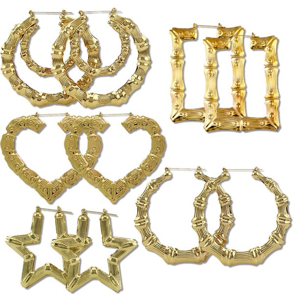 Fashion Creolen Schmuck Mehrere Formen Ethnisch Große Vintage 18 Karat vergoldete Bambus-Creolen für Frauen