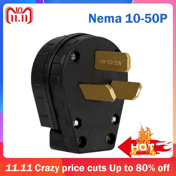 

smart power plugs us nema 10-50p ul 3 pin male female ac plug industrial wiring connector diy rewirable socket 50a 125v/250v