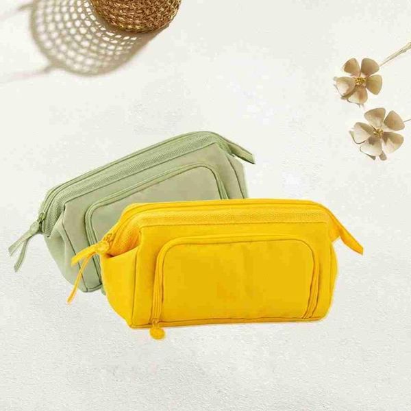 

pencil cases large capacity canvas case double layer multifunctional portable stationery box simple student
