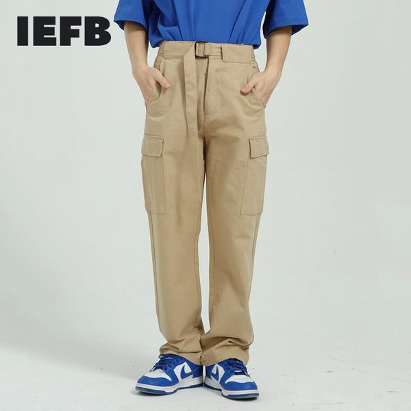 

men's clothing 2021 spring korean streetwear fashion workwear trousers loose simple design casual pants with belt y6577 suits & blazers, White;black