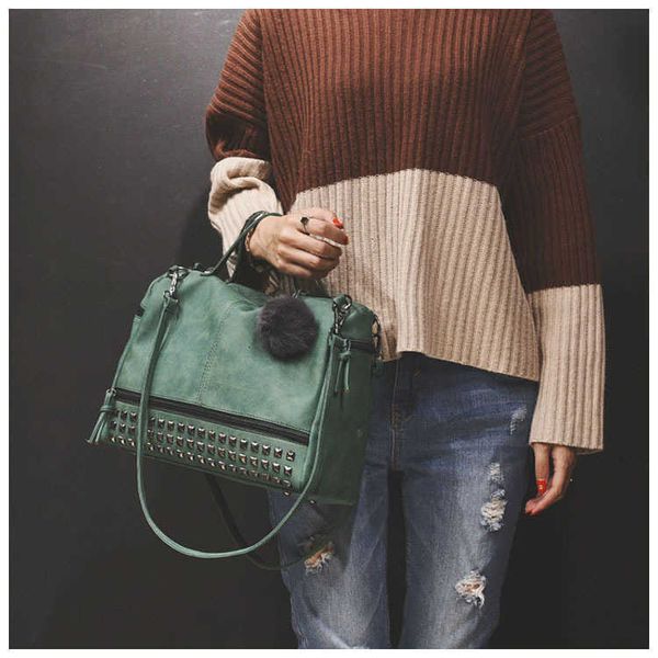 

hbp non-brand women's fashion frosted leather motorcycle rivet portable one shoulder leisure bag 1 sport.0018