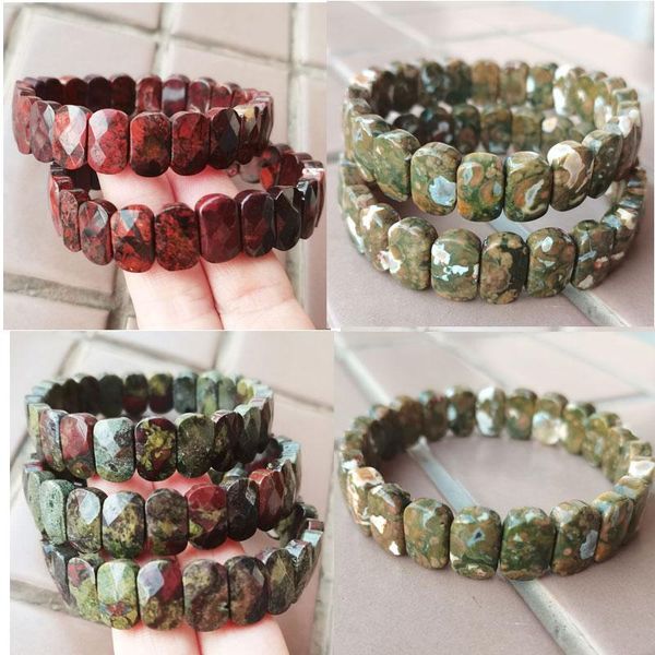 

beaded, strands fashion jewelry flame jaspe rbloodstone rhyolite art women men beads elastic bracelet 7.5" wfh851, Black