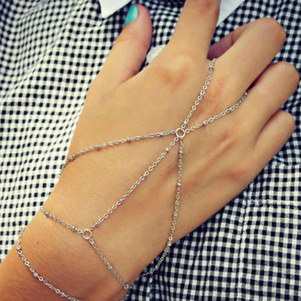 

link, chain bohemian style creative fashion simple charm long hand catenary punk women jewelry for party gift sell like cakes, Black