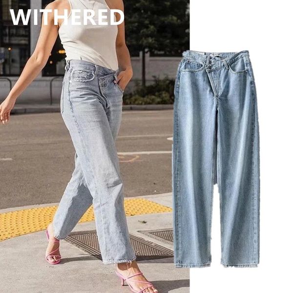 

women's jeans jenny&dave vinatge mom woman ins fashion blogger high waist harem irregular loose jean boyfriend for women, Blue