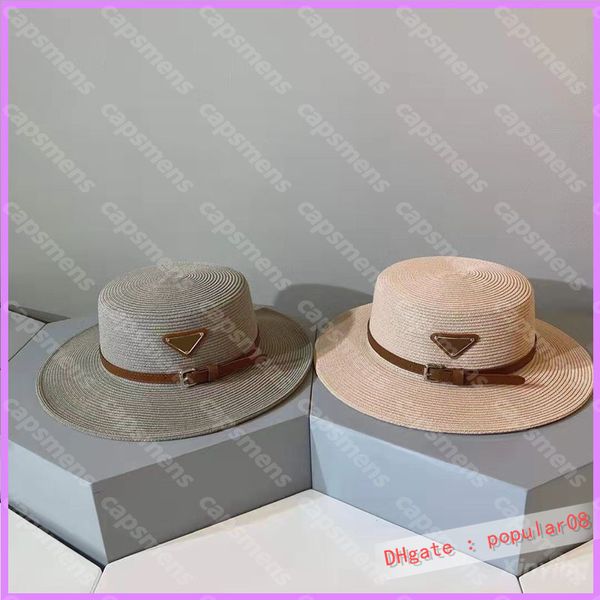 

flat fitted bucket hat designer women caps hats mens casquette woven straw hat womens casual summer beach baseball cap d218023f, Blue;gray