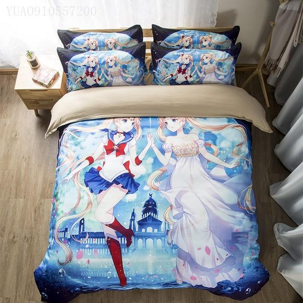 

bedding sets anime set 2/3pcs luxury microfiber blue cartoon duvet cover 3d printed quilt for girls conjunto de edredÃ³n