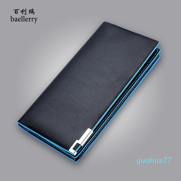 

designer-wallets men's long wallet multi-card position blue edge, Red;black