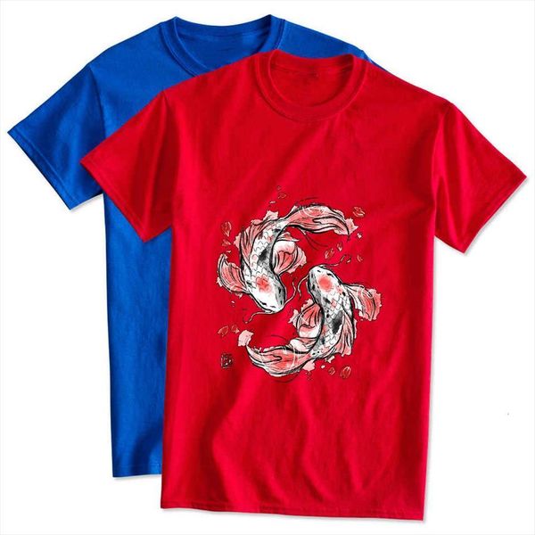 

two red carps and womens men t shirts cherry blossoms cute graphic with retro women aesthetic vogue high beautiful, White;black