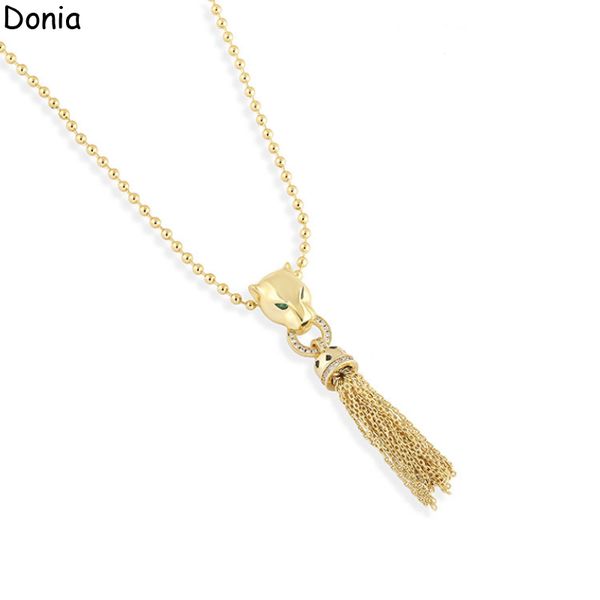 

donia jewelry luxury necklace european and american fashion tassel leopard titanium steel micro-set zircon pendant designer gift accessories, Silver
