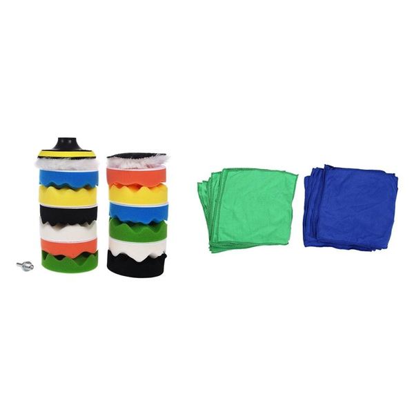 

care products 16 pcs polishing buffing pad auto car polishers and buffers wax & 20 cleaning cloths wash towel duster