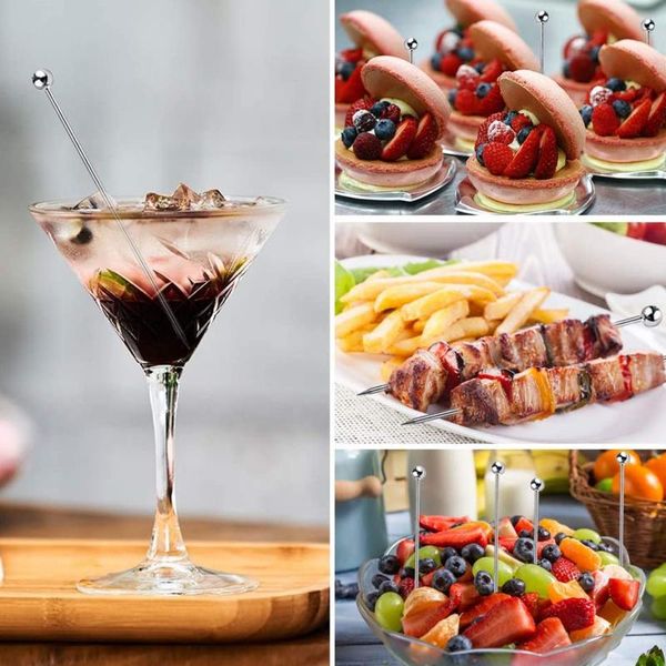 

forks 1pc stainless steel cocktail picks practical fruit pick useful stirring stick party supplies for home bar