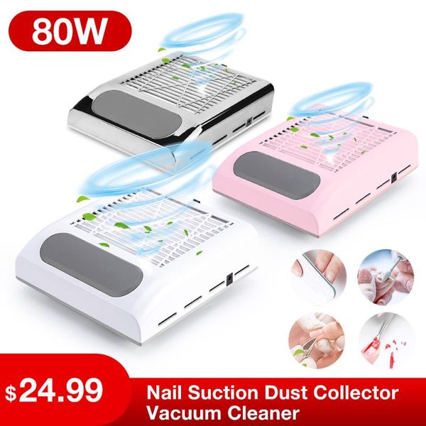 

nail art equipment 80w vacuum cleaner dust collector professional manicure machine power supply high fan salon tools, Silver