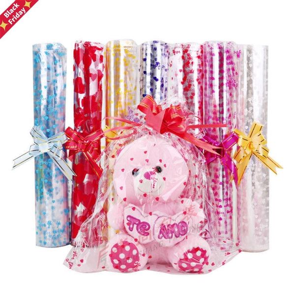 

100pcs colorful love transparent opp plastic bag for dolls toy packaging gift candy wedding party supplies wholesale wrap