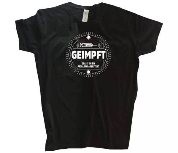 

geimpft-spass ich bin propagandaresistent impfung impfen t-shirt s-3xl, White;black