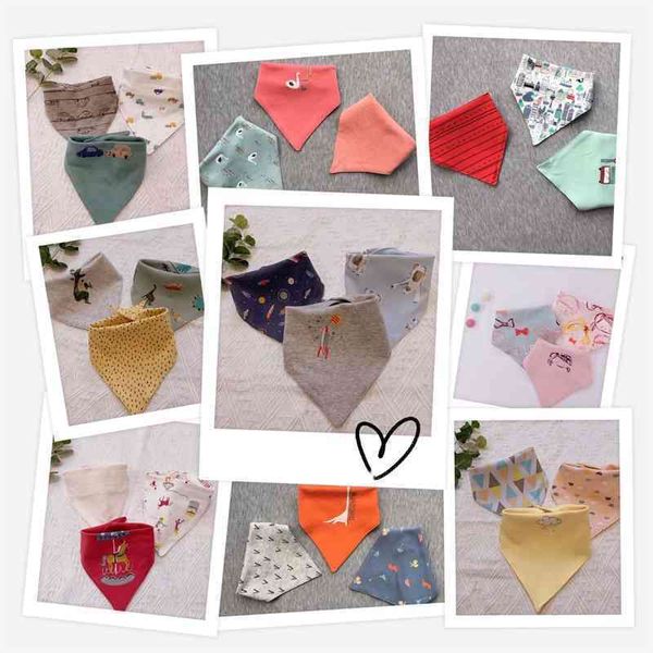 

baby triangle bib rice pocket 3pcs baby cotton saliva towel headscarf