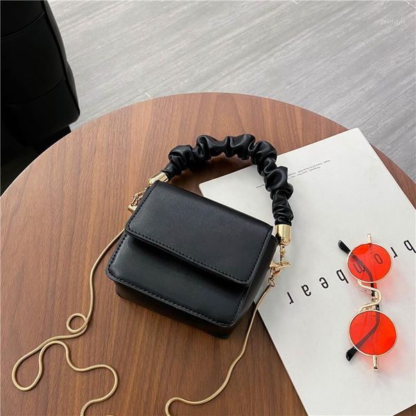 

evening bags super mini lipstick folds shoulder handle pu leather for women 2021 summer totes handbags crossbody
