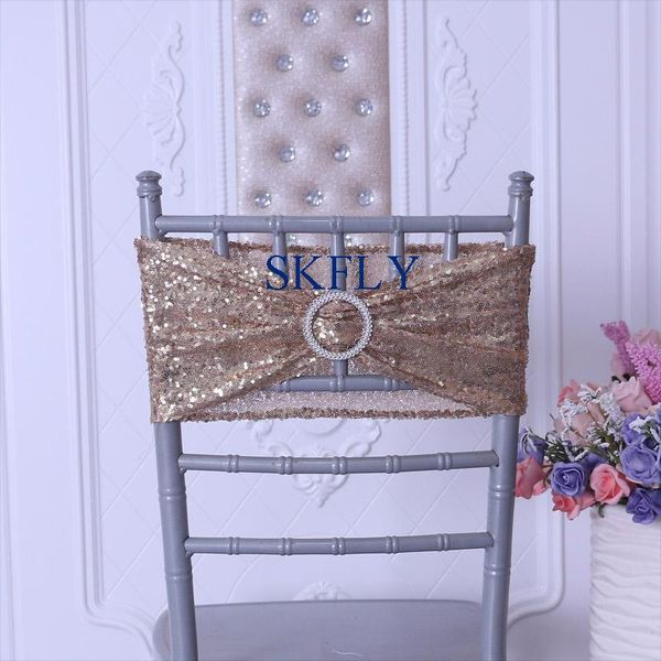 

factory price many colors 2021 wedding decoration antique gold sequin chair band sash with buckle sashes