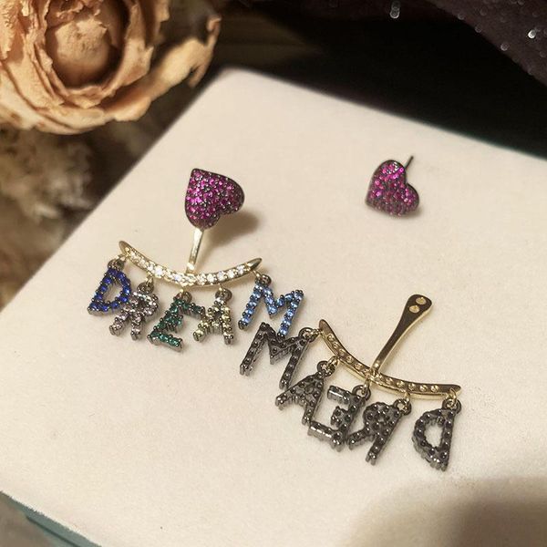 

dangle & chandelier bilincolor red heart and dream letter fashion earring for women, Silver