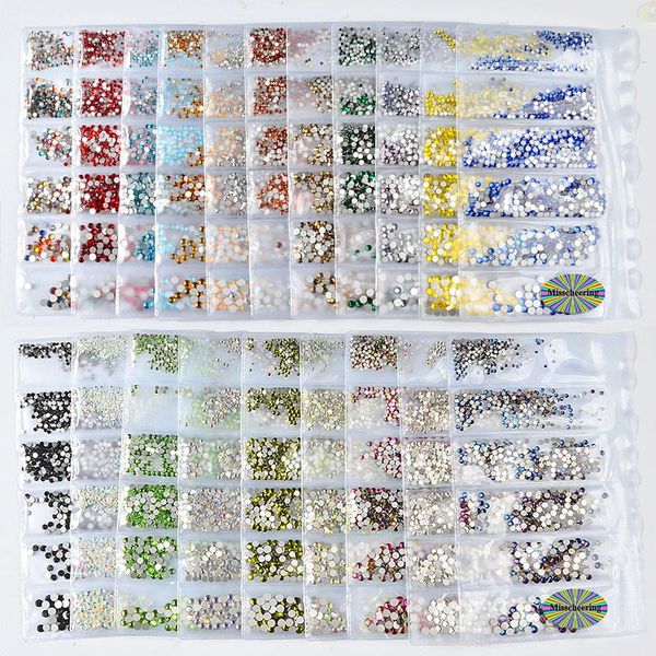 

nail art decorations hybrid rhinestones kit ab colorful crystal gems flat sharp stones for manicure set nails design, Silver;gold