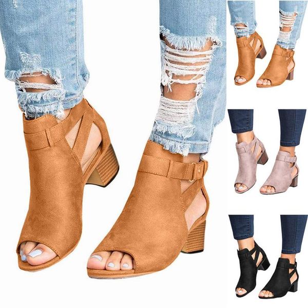 

sandals spring summer ladies women fashion casual fish mouth hollow out shoes beach plus size mujer, Black
