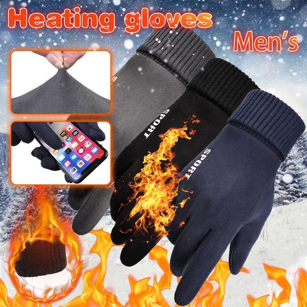 

25# waterproof winter cycling gloves bicycle warm touchscreen full finger outdoor sports skiing riding men, Black