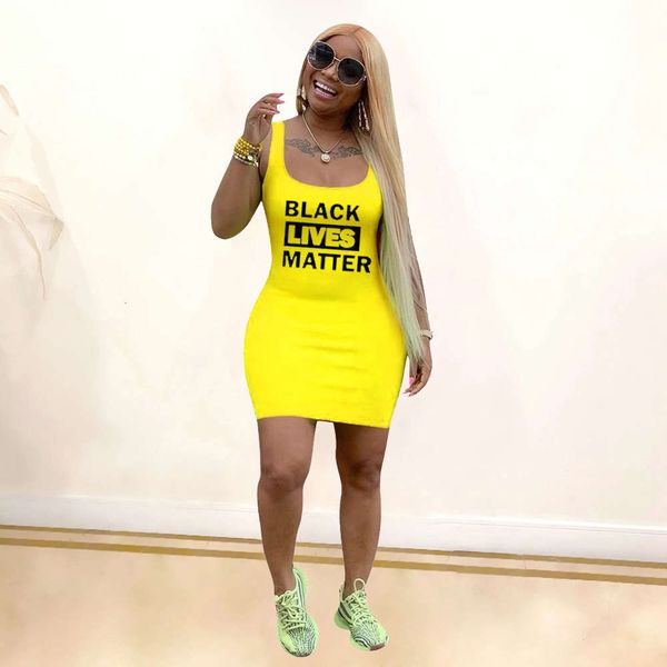 

2021 new tight suspender printed letter stretch dress, White