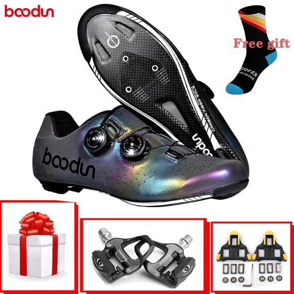 

boodun cycling shoes road bike self-locking professional racing carbon fiber ultra-light breathable casual sports footwear, Black