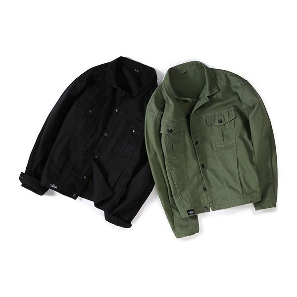 

men's jackets plus size 5xl 6xl 7xl 2021 casual tooling denim jacket fashion 100% cotton wild army green coat brand clothing, Black;brown