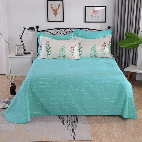

sheets & sets 100% cotton blue flat sheet for children adults single double bed bedsheets (no case) xf727-17