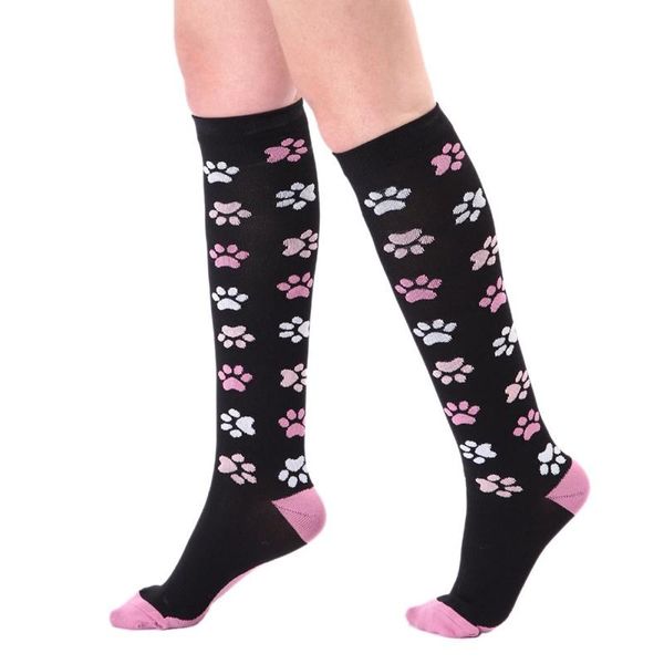 

sports socks long tube compression women men colorful printed quick dry hosiery outdoor cycling running sport, Black