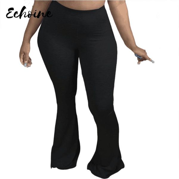 

women's pants & capris casual s-4xl plus size women elastic wide leg flare leggings high waist trousers solid draped jogger sweatpants, Black;white